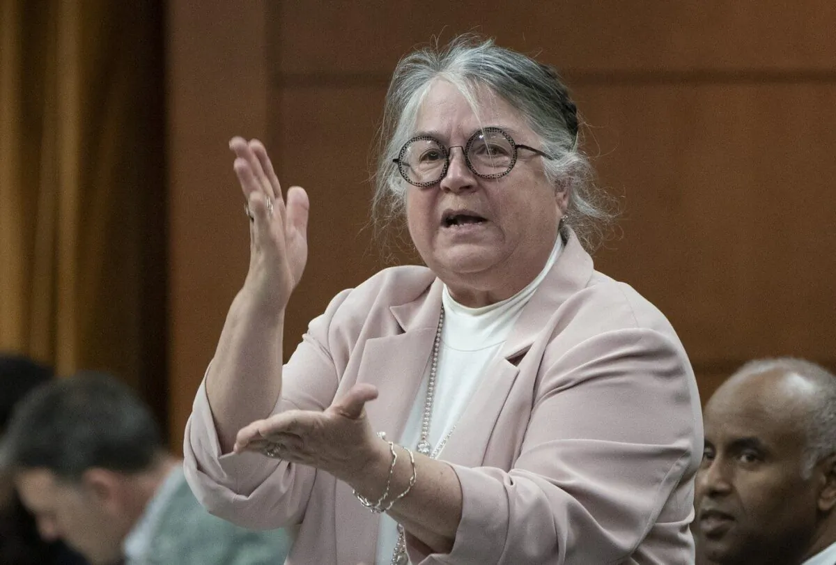Minister of National Revenue Diane Lebouthillier rises during Question Period, April 24, 2023 in Ottawa. (The Canadian Press/Adrian Wyld)
