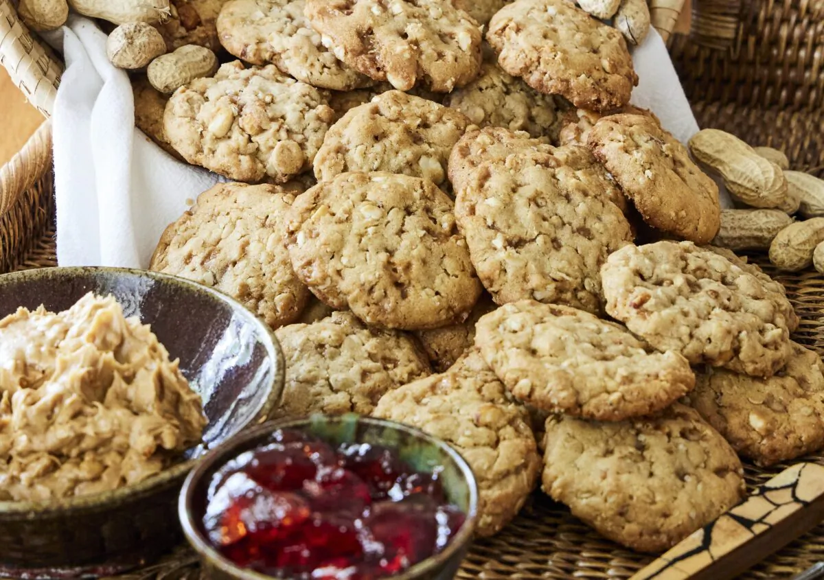 Peanut butter and toffee are the star ingredients in these warm, soft cookies. (Peter Frank Edwards)