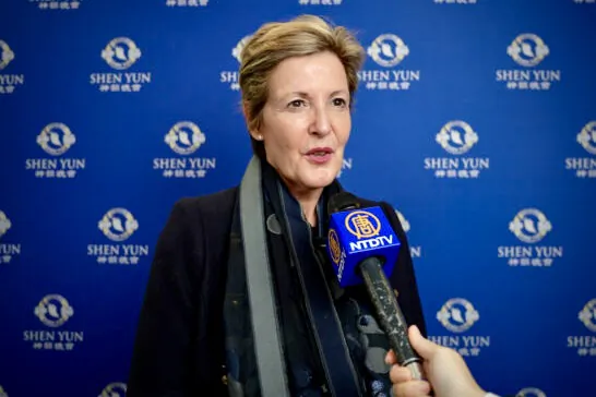 Film producer and former deputy Frédérique Dumas, attended Shen Yun at the Palais des Congrès in Paris on Saturday, April 29, 2023. (NTD)