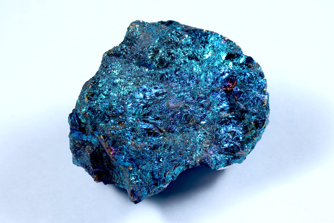 A chunk of chalkopyrit mineral that contains copper, a metal used in mobile phones, lies on a table in Berlin in a file photo. (Sean Gallup/Getty Images)