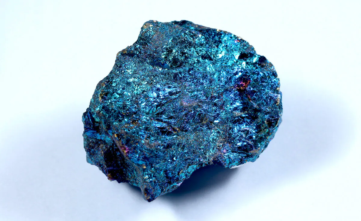A chunk of chalkopyrit mineral that contains copper, a metal used in mobile phones, lies on a table in Berlin in a file photo. (Sean Gallup/Getty Images)