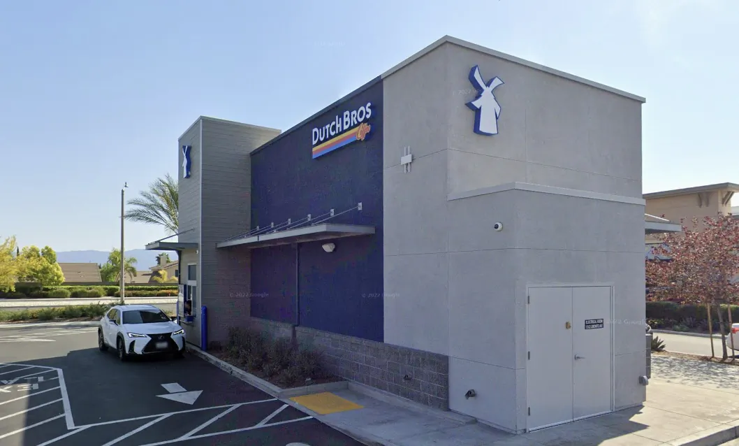 A Dutch Bros. brach is seen in a screenshot photo in Eastvale, California. (Screenshot via GoogleMaps.com)