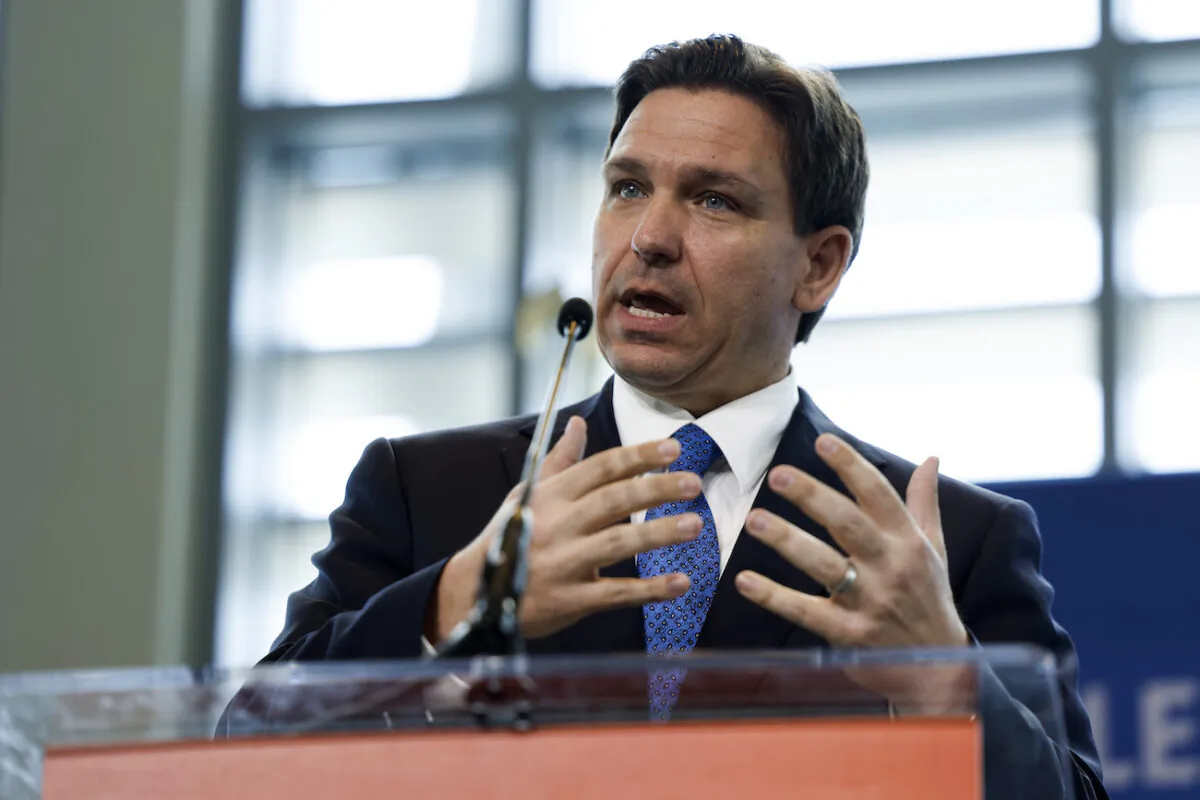 Florida Gov. Ron DeSantis gives remarks in National Harbor, Maryland, on April 21, 2023. (Anna Moneymaker/Getty Images)