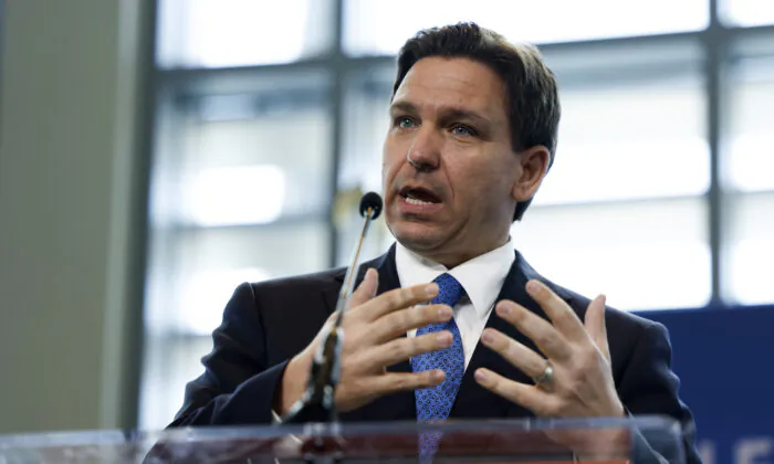 Florida Gov. Ron DeSantis gives remarks in National Harbor, Maryland, on April 21, 2023. (Anna Moneymaker/Getty Images)