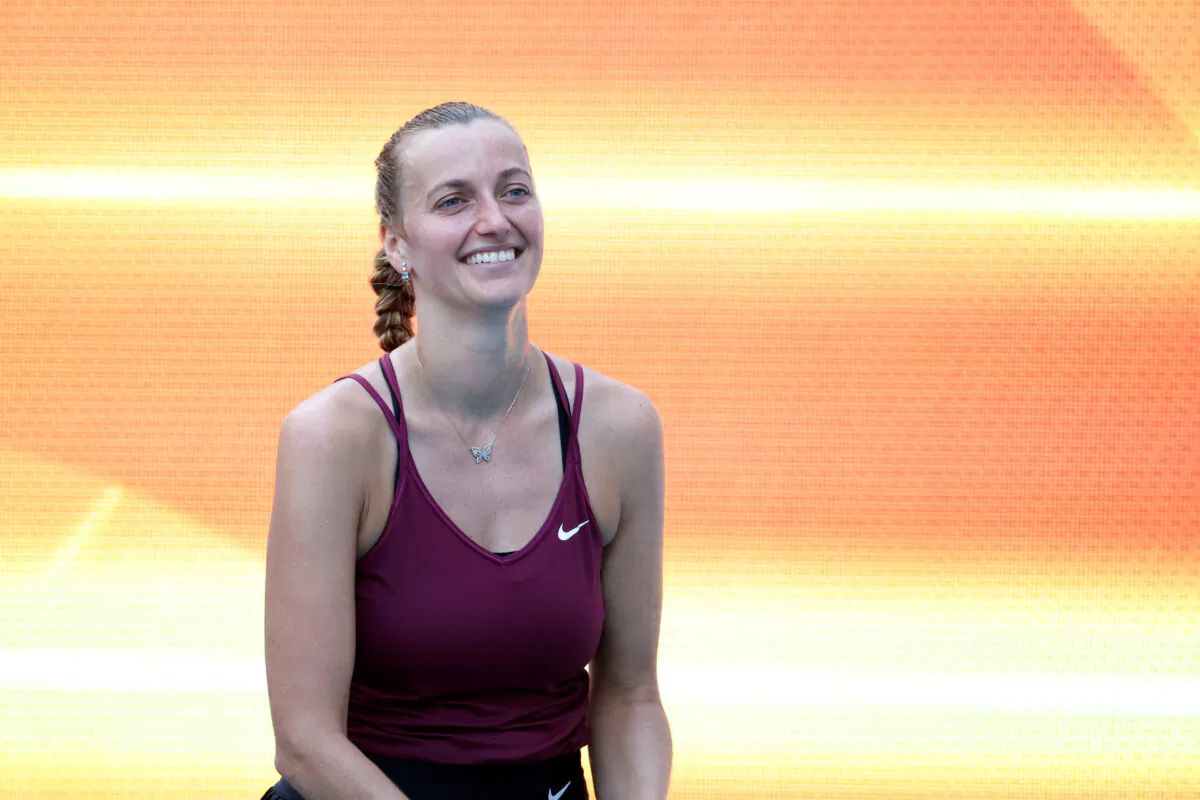 Petra Kvitova of Czech Republic smiles after her match against Elena Rybakina of Kazakhstan (not pictured) in the women's singles final on day thirteen of the Miami Open at Hard Rock Stadium in Miami on April 1, 2023. (Geoff Burke/USA TODAY Sports via Reuters)