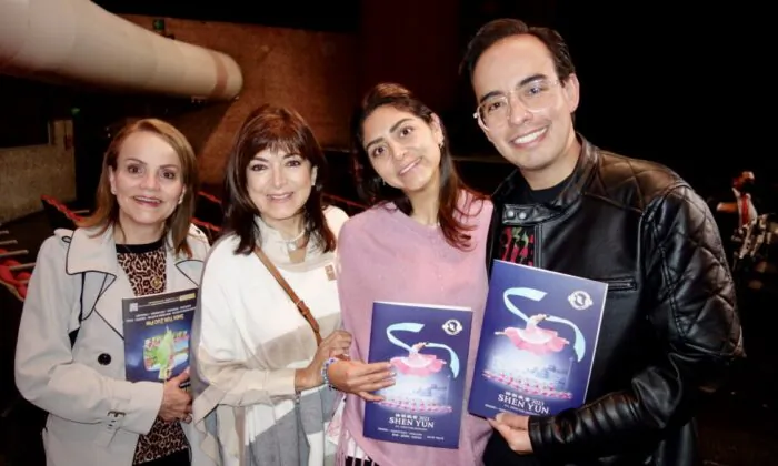 Guillermo Wiechers (R) and his family attend Shen Yun in Mexico City on May 5, 2023. (Lily Yu/The Epoch Times)
