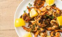 Jerk Shrimp with Rice and Peas