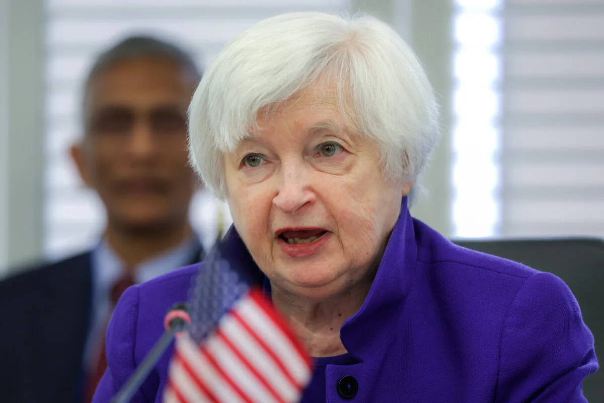 Secretary of the Treasury Janet Yellen participates in a Multilateral Development Bank (MDB) Evolution Roundtable during the annual Spring Meetings of the World Bank Group and the International Monetary Fund (IMF) at the IMF headquarters in Washington on April 12, 2023. (Alex Wong/Getty Images)