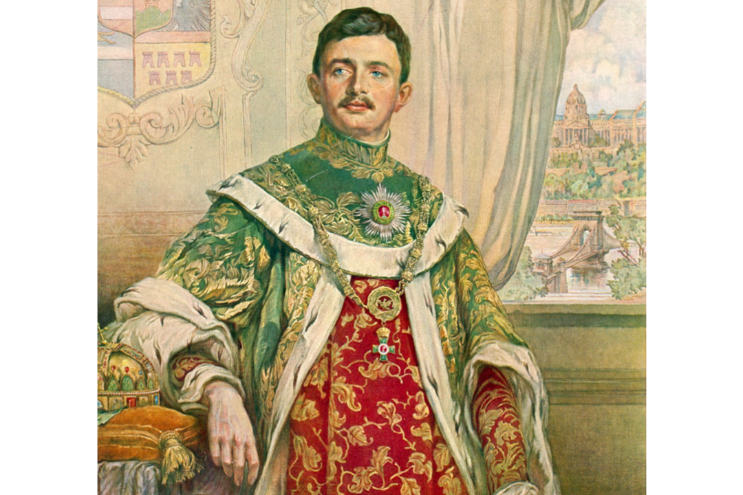 From the first moment of his reign, Charles, almost alone among European leaders at the time, desired peace. Charles IV inducted into the Order of St. Stephen, January 1916, by Arpad Pasch. (Public Domain)