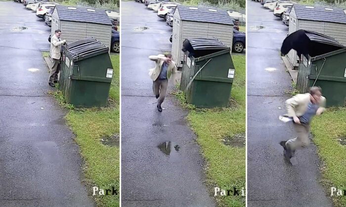 VIDEO: School Principal Gets Big Surprise When He Opens School's Trash Bin, Greeted by Black Bear's Head