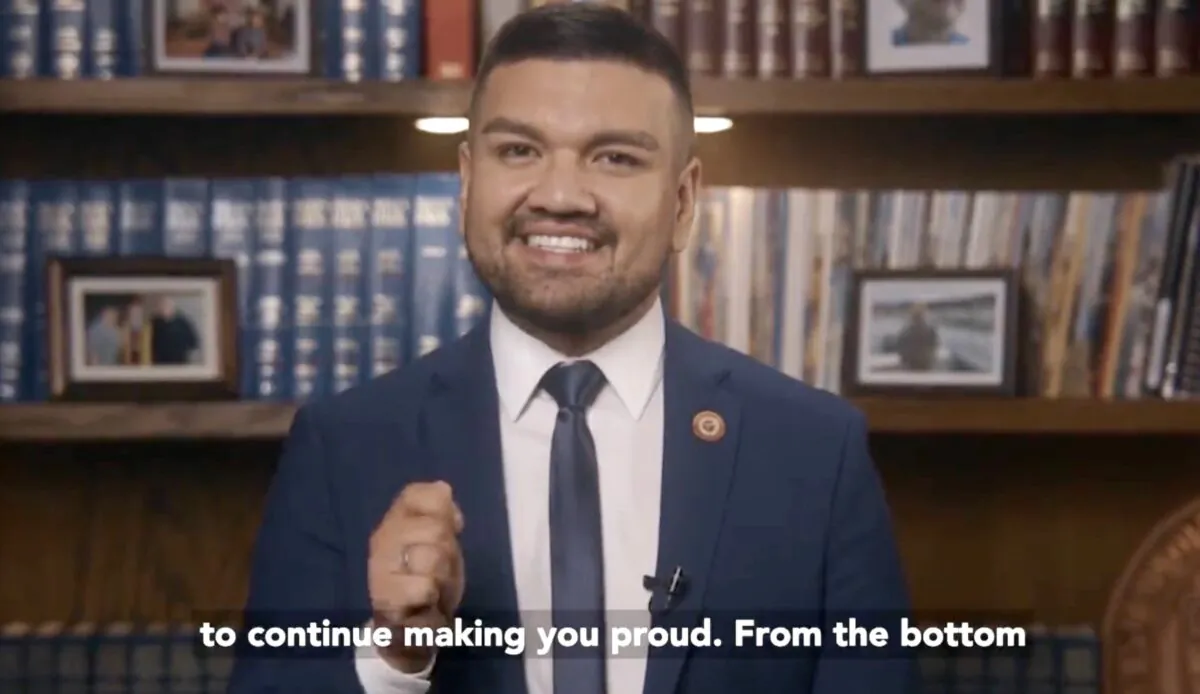 Arizona House Democratic Leader Andrés Cano announces his resignation from office on May 6, 2023. (Screenshot via The Epoch Times/Twitter)