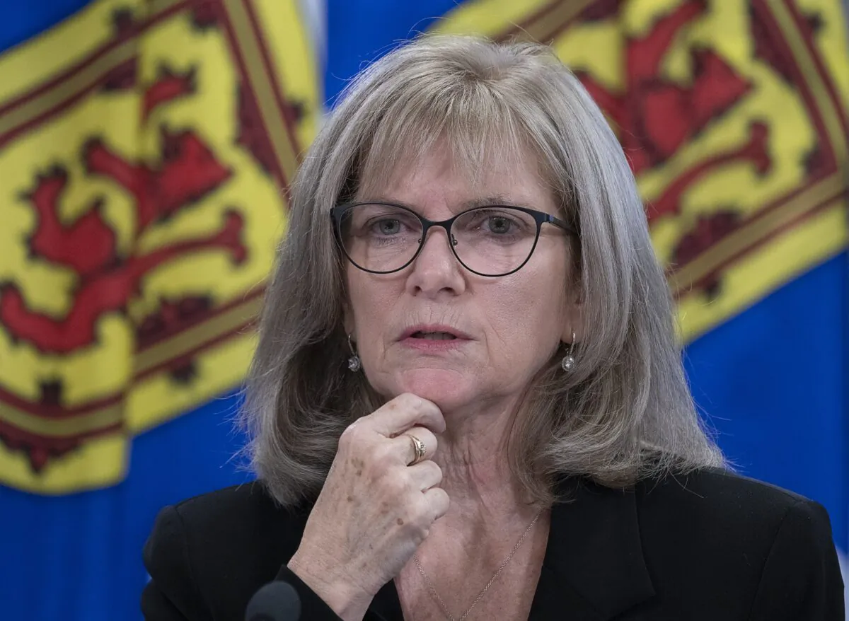 Nova Scotia Auditor General Kim Adair fields questions at a news conference in Halifax on Nov. 23, 2021. (The Canadian Press/Andrew Vaughan)