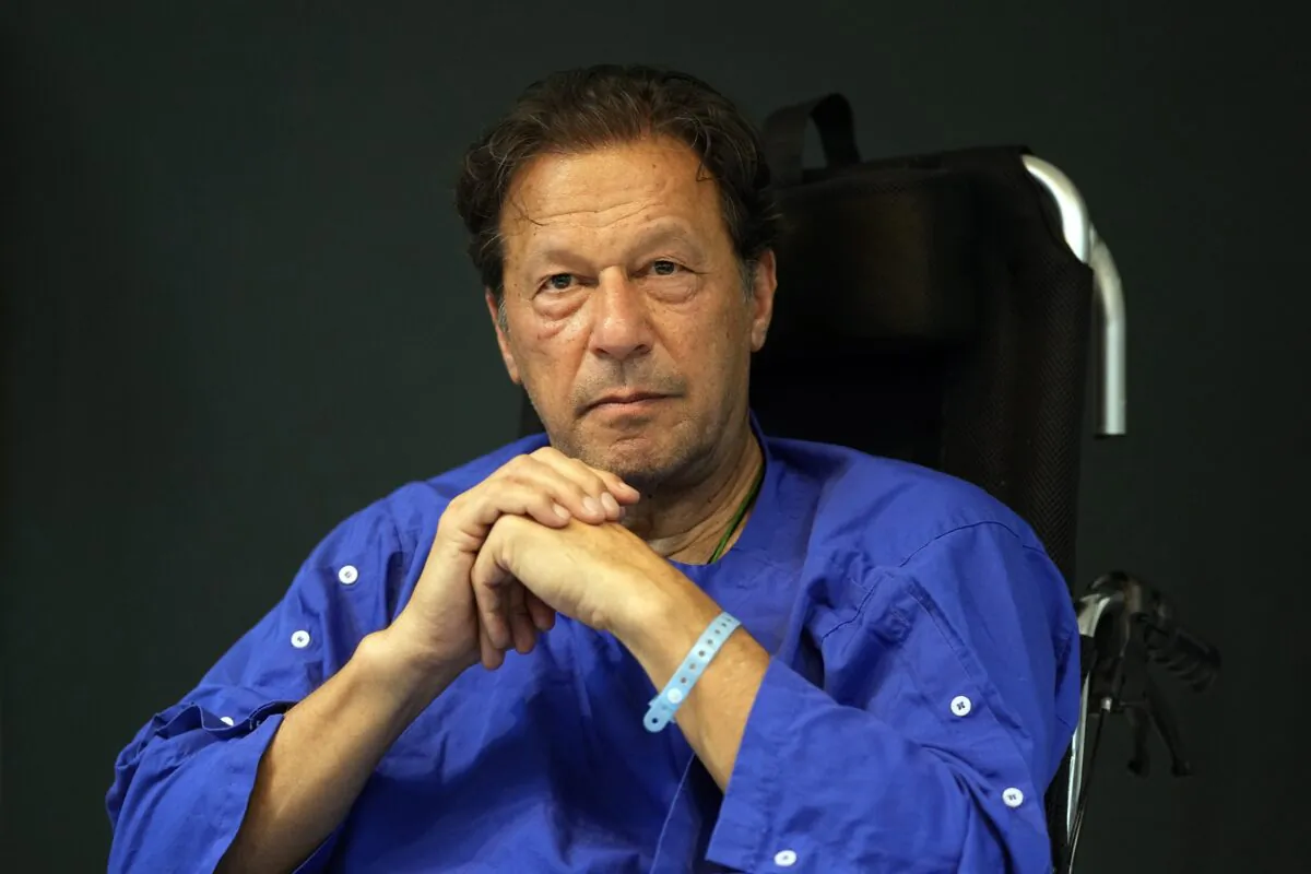 Former Pakistani Prime Minister Imran Khan speaks during a news conference in Shaukat Khanum hospital, in Lahore, Pakistan, on Nov. 4, 2022. (K.M. Chaudhry/AP Photo)