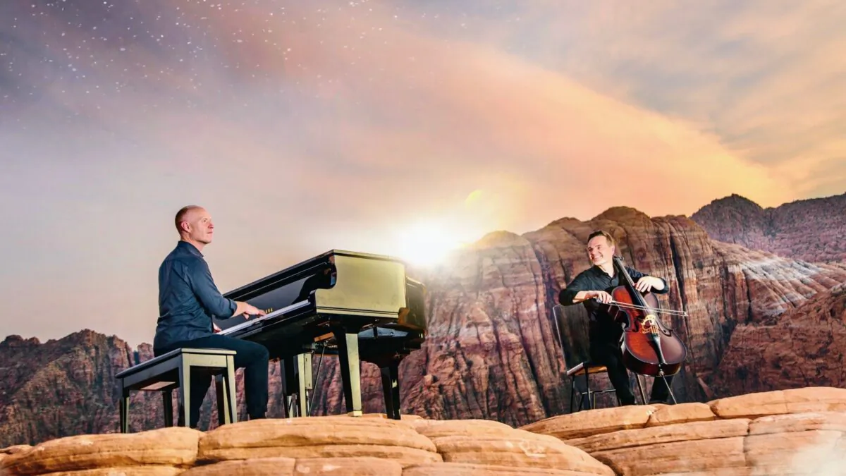 The Piano Guys cart their piano and cello to unexpected locations to film videos that earn many millions of views. (Courtesy of The Piano Guys)