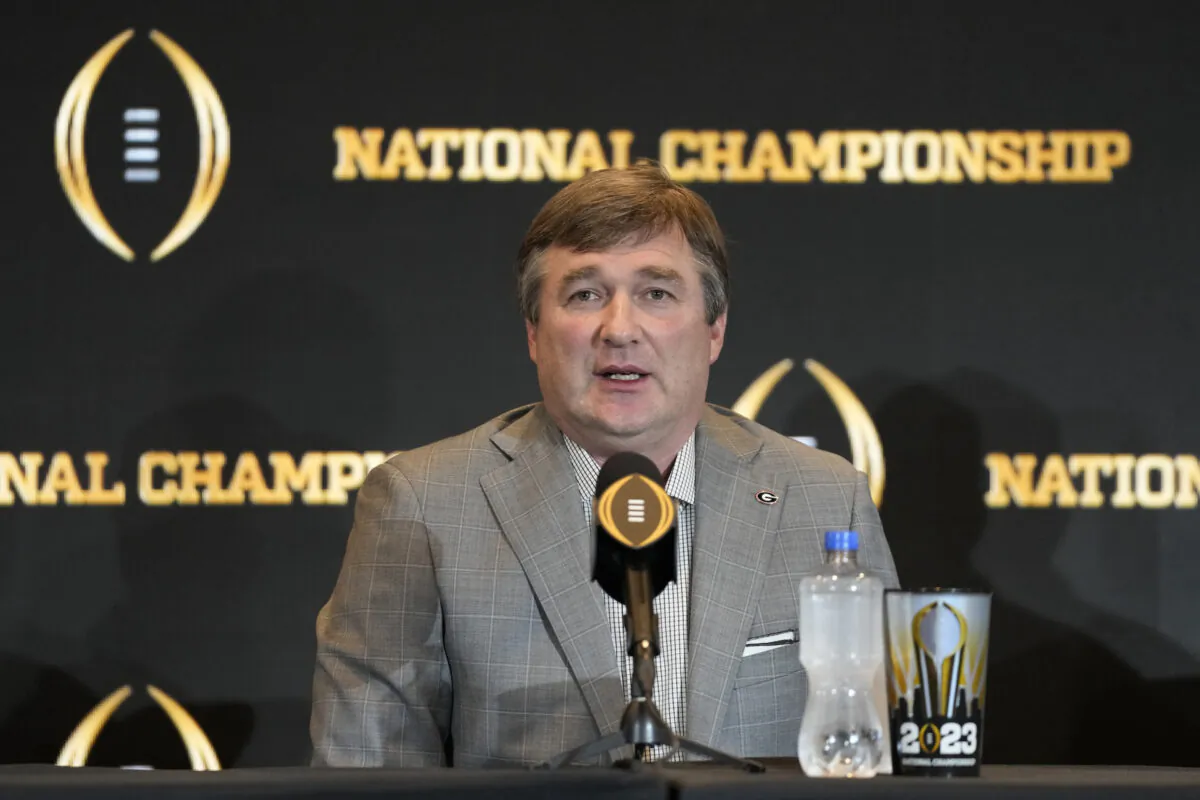 Georgia head coach Kirby Smart speaks to reporters during a press conference the day after winning the national championship NCAA College Football Playoff game against TCU in Los Angeles on Jan. 10, 2023. (Ashley Landis/AP Photo)