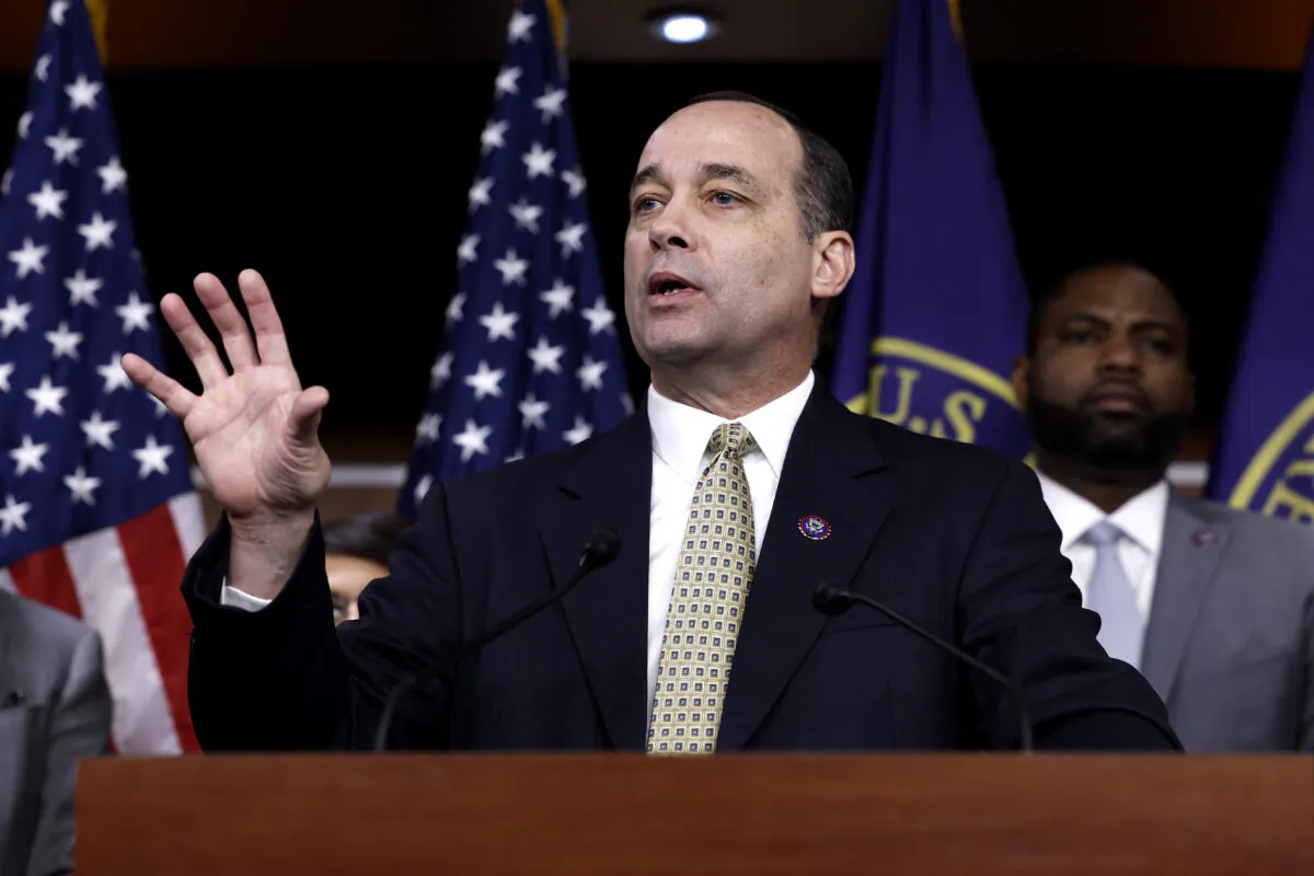 Rep. Bob Goods (R-Va.) speaks during a news conference with the House Freedom Caucus on the debt limit negotiations at the U.S. Capitol in Washington, on March 10, 2023. (Anna Moneymaker/Getty Images)