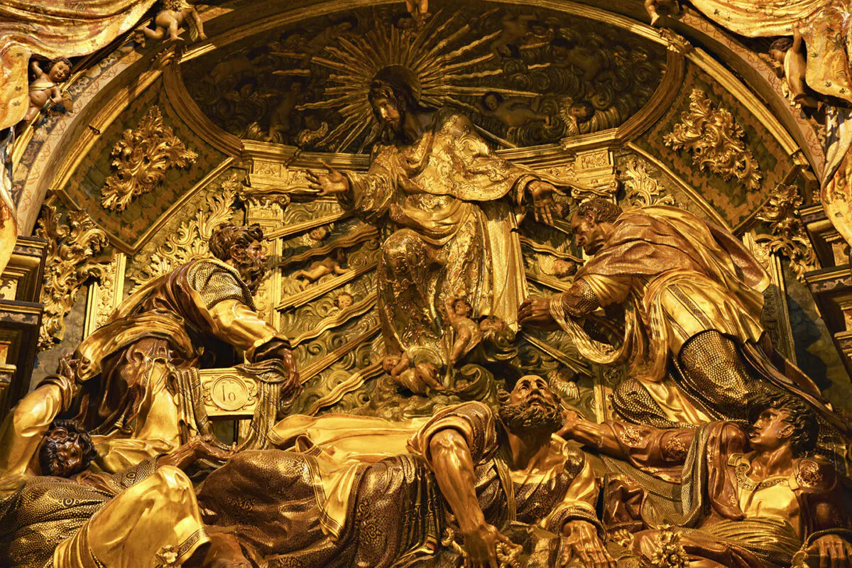 Detail of the "Transfiguration of Christ," from the main altarpiece, circa 1560, by Alonso Berruguete. The Sacra Capilla del Salvador (Holy Chapel of El Salvador), Úbeda, Spain. (Peter Heidelberg/Shutterstock)