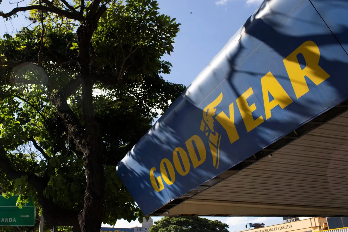 The Goodyear logo at a tire workshop in Caracas, Venezuela, on Dec. 10, 2018. (Manaure Quintero/Reuters)