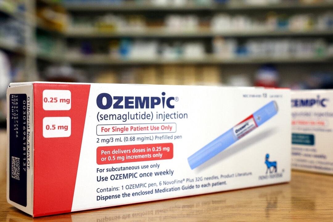 In this photo illustration, boxes of the diabetes drug Ozempic rest on a pharmacy counter in Los Angeles on April 17, 2023. (Mario Tama/Getty Images)