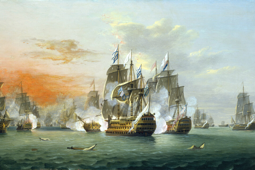 What if an armada carrying a million invaders were on your shore: This is opening scene in "The Camp of the Saints." "The Battle of the Saints," between 1782 and 1837, by Thomas Luny. Oil on panel. National Maritime Museum, London. (Public Domain)