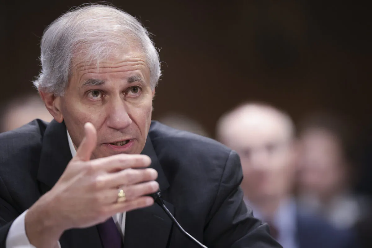 Federal Deposit Insurance Corporation Chairman Martin J. Gruenberg testifies before the Senate Banking, Housing, and Urban Affairs Committee in Washington on March 28, 2023. (Win McNamee/Getty Images)