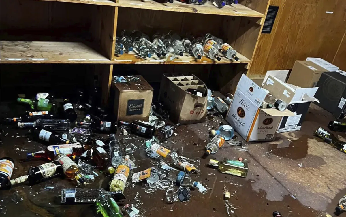 A portion of the damage done to Plumas Pines Resort & Bar in Almanor, Calif., following a 5.5 earthquake in Lake Almanor at around 4:20 p.m. on May 11, 2023. (Plumas Pines Resort and Bar via AP)