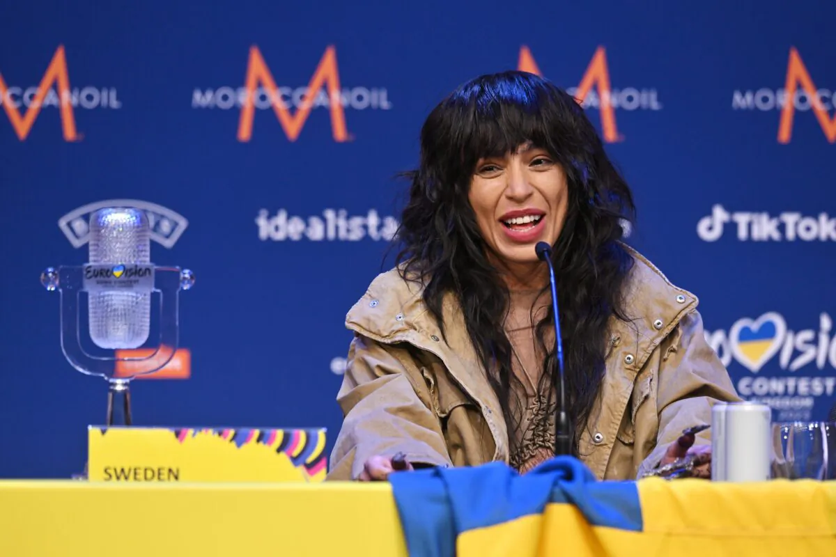 Loreen poses with her Eurovision Trophy after winning The Eurovision Song Contest 2023 Grand Final at M&S Bank Arena in Liverpool, England, on May 13, 2023. (Anthony Devlin/Getty Images)