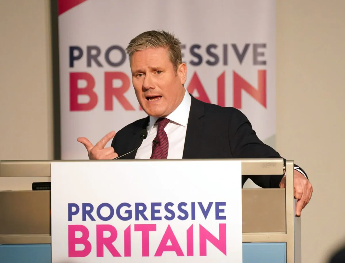 Labour leader Sir Keir Starmer makes a speech to the Progressive Britain conference at Congress House, central London, on May 13, 2023. (Yui Mok/PA Media)