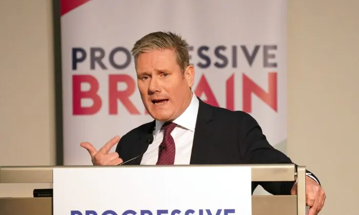 Labour leader Sir Keir Starmer makes a speech to the Progressive Britain conference at Congress House, central London, on May 13, 2023. (Yui Mok/PA Media)