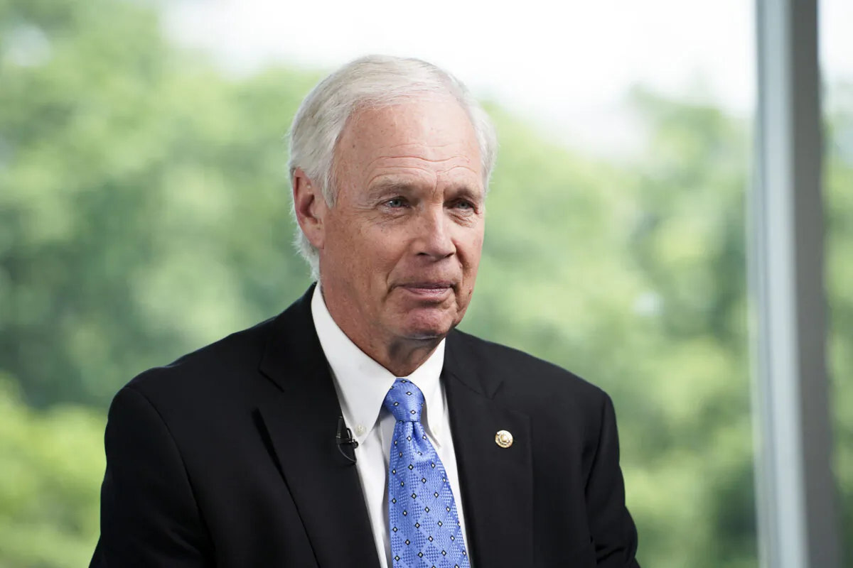 Sen. Ron Johnson (R-Wis.) speaks during an interview for "American Thought Leaders" in Washington on May 15, 2023. (Madalina Vasiliu/The Epoch Times)