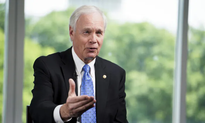Sen. Ron Johnson (R-Wis.) speaks during an interview for American Thought Leaders in Washington on May 15, 2023. (Madalina Vasiliu/The Epoch Times)
