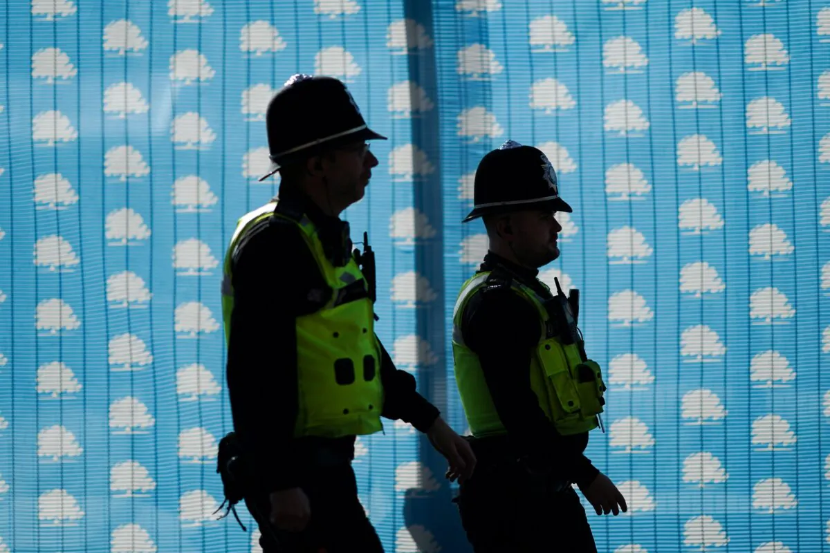Police officers in Birmingham, England, on Oct. 2, 2022. (Ian Forsyth/Getty Images)