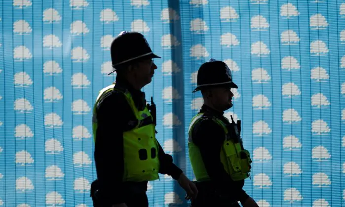 Police officers in Birmingham, England, on Oct. 2, 2022. (Ian Forsyth/Getty Images)