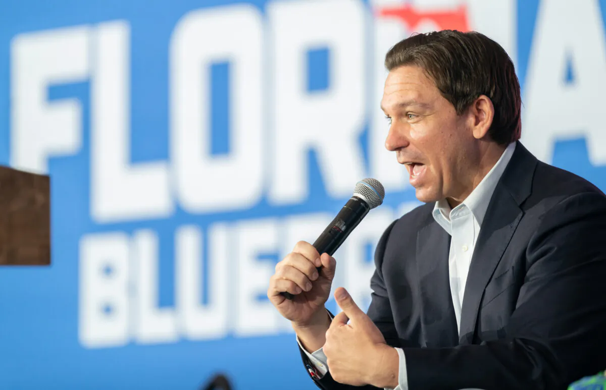 Florida Gov. Ron DeSantis speaks to a crowd at the North Charleston Coliseum in North Charleston, S.C., on April 19, 2023. (Sean Rayford/Getty Images)