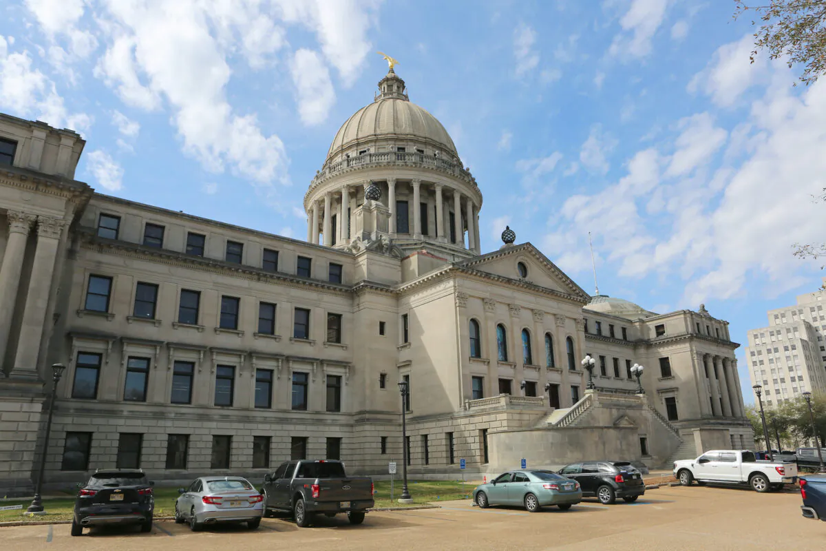 The Mississippi State Capitol Building in Jackson, Miss., as seen on March 11, 2022. (Peter Forest/Getty Images for MoveOn & Emmett Till Legacy Foundation)
