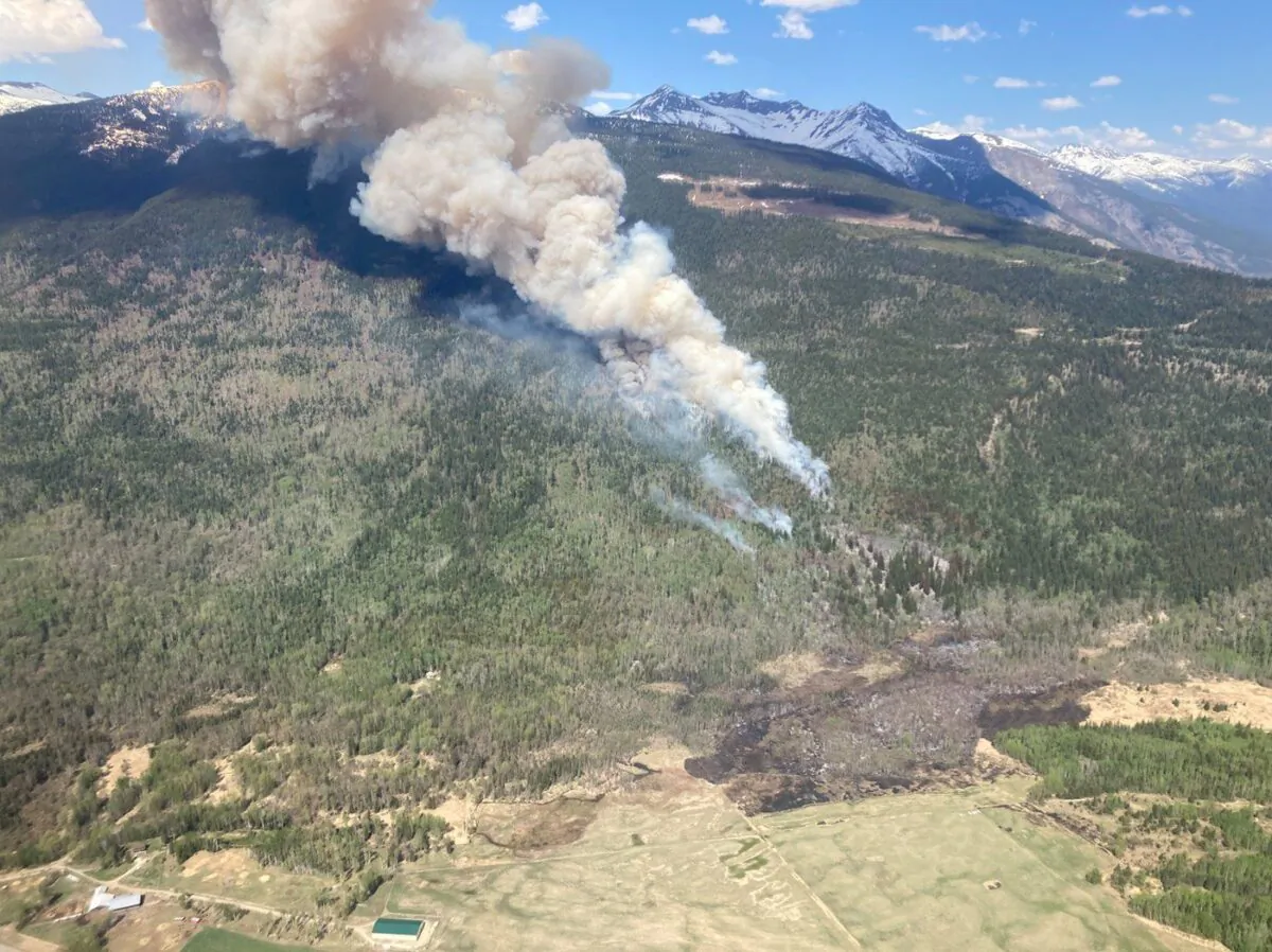 The Teare Creek fire (G3021) burns in the Fraser-Fort George Regional District of British Columbia in a May 5, 2023, handout photo. (The Canadian Press/HO-BC Wildfire Service)