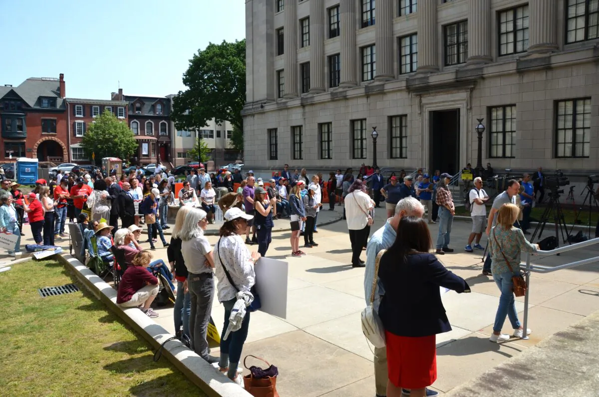The Parental Rights and Education Freedom Rally draws citizens, parents, and elected officials to the State House Annex, to address crucial challenges and advocate for parental rights in Trenton, New Jersey on May 15, 2023. (Frank Liang/The Epoch Times)