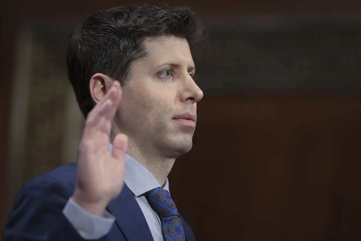 Samuel Altman, CEO of OpenAI, is sworn in prior to giving testimony before the Senate Judiciary Subcommittee on Privacy, Technology, and the Law in Washington on May 16, 2023. (Win McNamee/Getty Images)