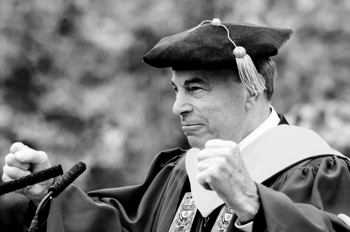 Ed Hajim gives a graduation speech at the University of Rochester in 2010. (Courtesy of Ed Hajim)