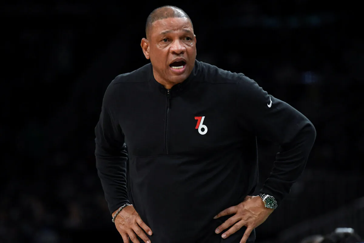 Philadelphia 76ers head coach Doc Rivers in the second half during game five of the 2023 NBA playoffs against the Boston Celtics at TD Garden in Boston on May 9, 2023. (Bob DeChiara/USA TODAY Sports via Reuters)