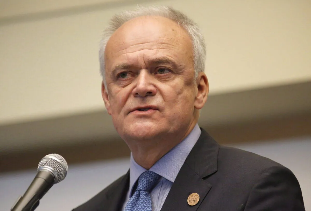 Peter Boehm speaks at a Canadian International Council event in Ottawa on May 10, 2018. (The Canadian Press/ Patrick Doyle)
