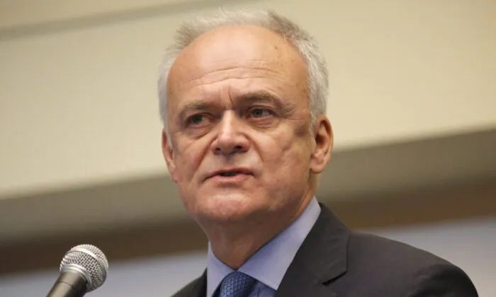 Peter Boehm speaks at a Canadian International Council event in Ottawa on May 10, 2018. (The Canadian Press/ Patrick Doyle)