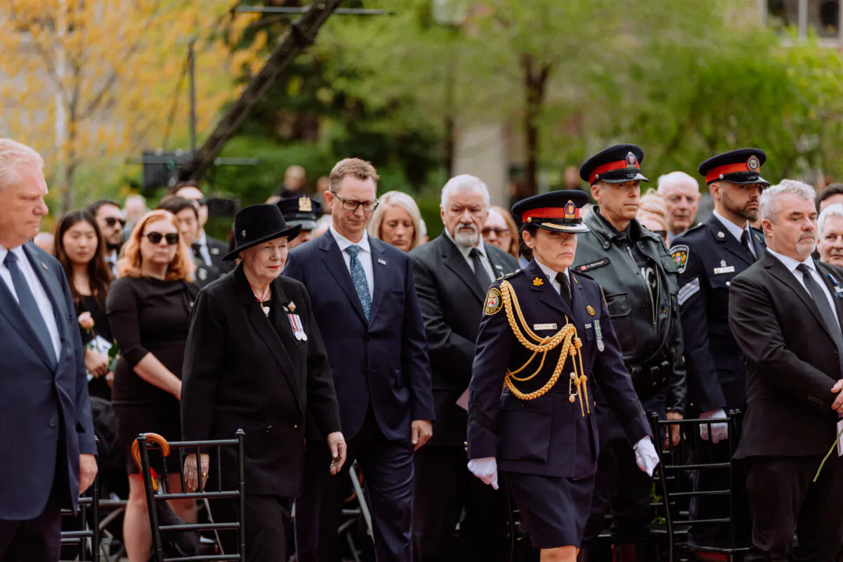 The Ontario Police Memorial Foundation honour the lives of fallen officers at its annual memorial on May 7, 2023. (Brent Smyth)
