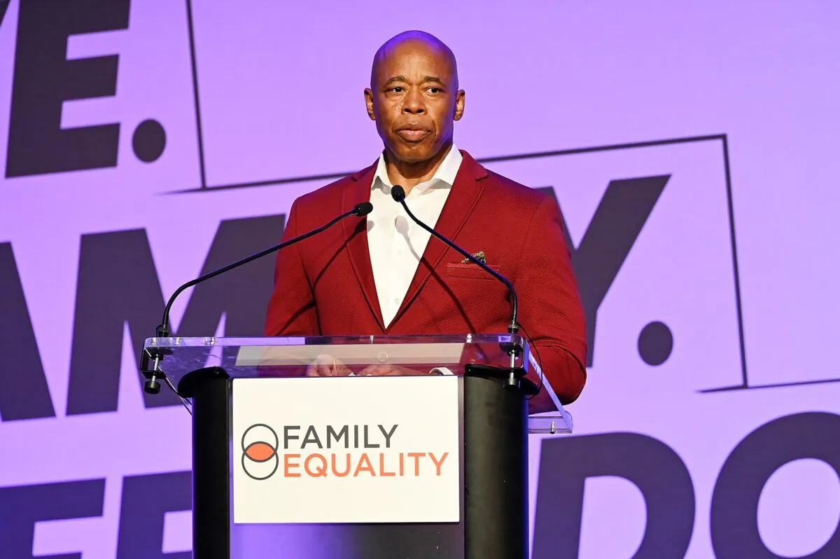 New York City Mayor Eric Adams speaks onstage during an event at Chelsea Piers in New York City, on May 15, 2023. (Slaven Vlasic/Getty Images)