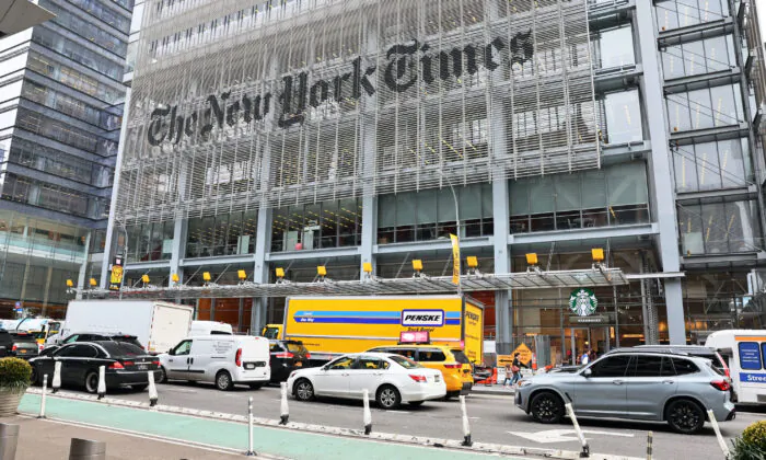 The New York Times headquarters is seen in New York City on Dec. 8, 2022. (Michael M. Santiago/Getty Images)