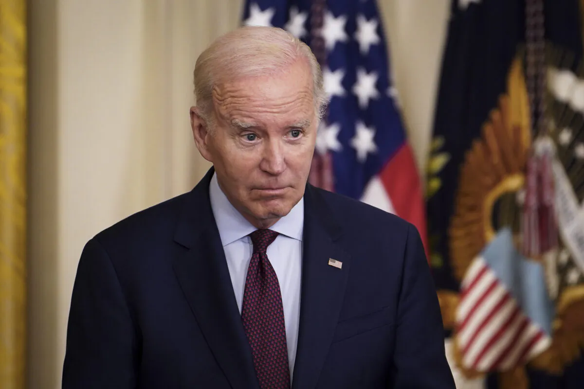 U.S. President Joe Biden speaks during an event celebrating Jewish American Heritage Month at the White House in Washington on May 16, 2023. (Madalina Vasiliu/The Epoch Times)