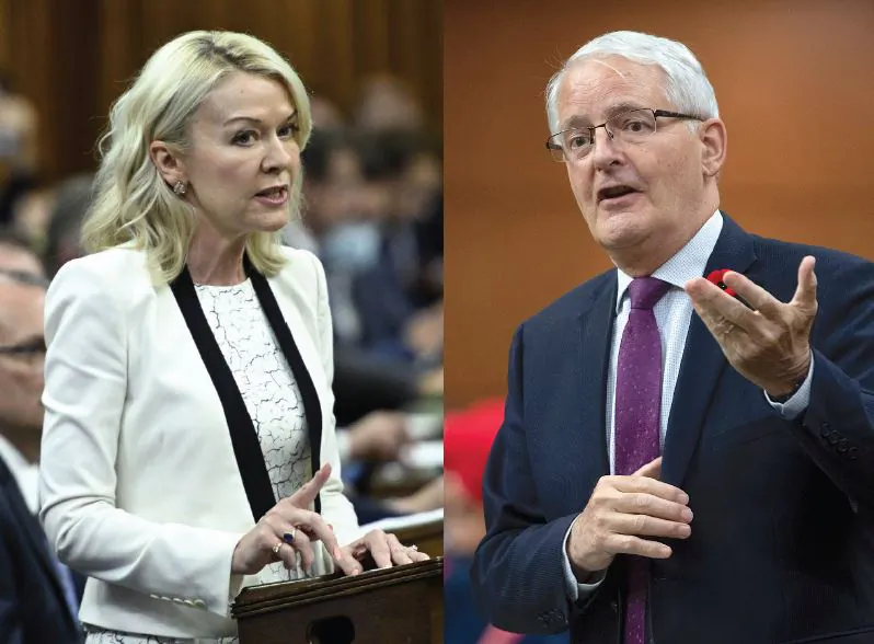 (Left) Former Interim Conservative Leader Candice Bergen. (Right) Former Liberal Foreign Affairs Minister Marc Garneau. (The Canadian Press/Justin Tang; Adrian Wyld)