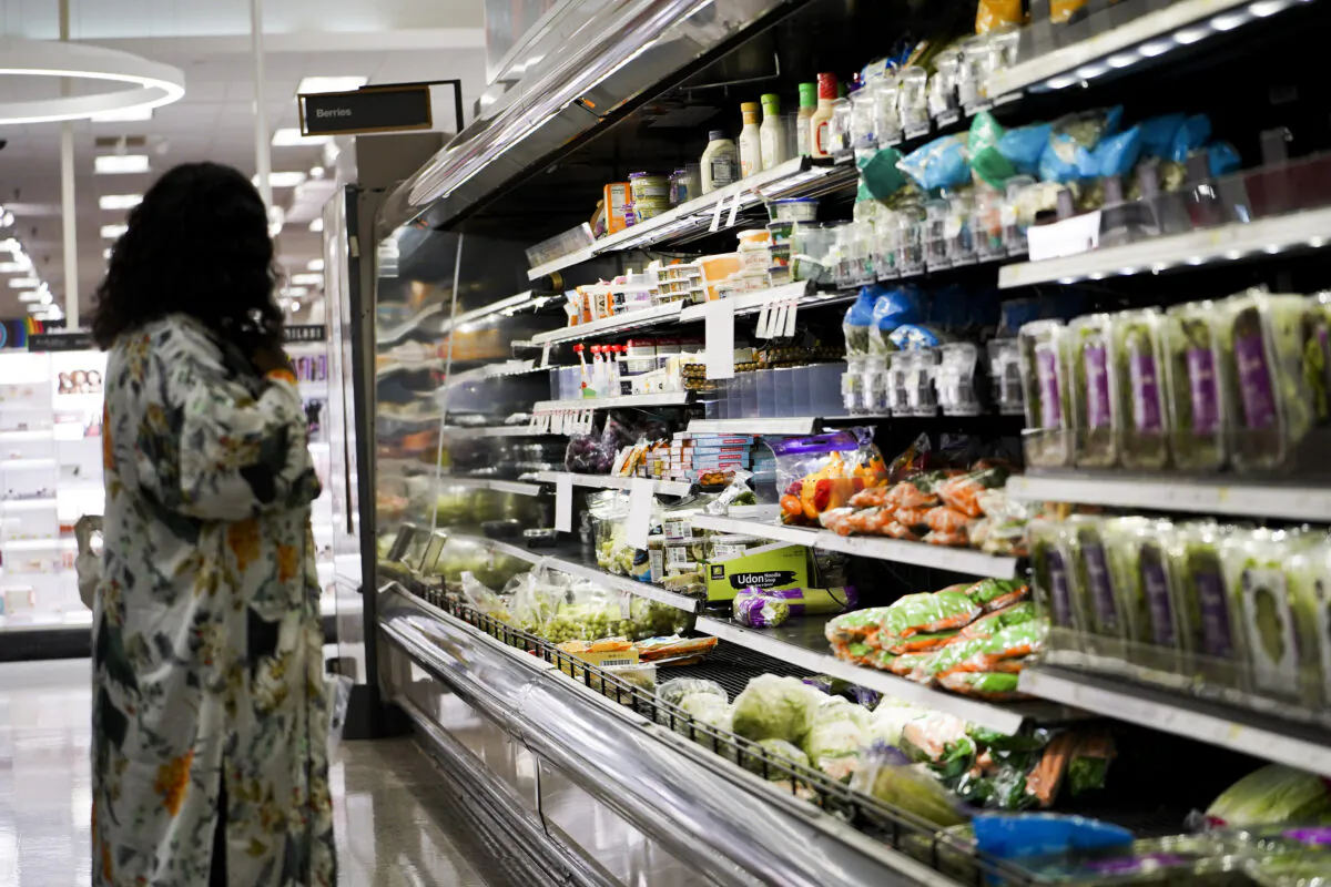 A woman shops at a grocery store in Columbia, Md., on May 17, 2023. (Madalina Vasiliu/The Epoch Times)