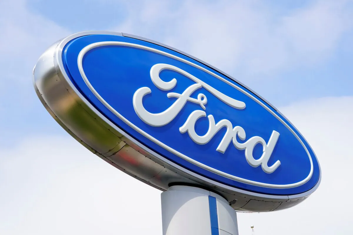 A Ford sign at a dealership in Springfield, Pa., on April 26, 2022. (Matt Rourke/AP Photo)