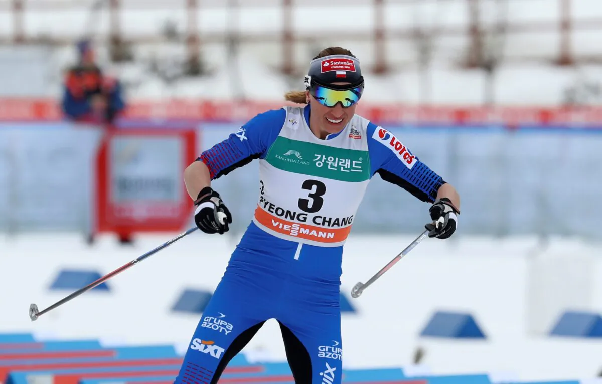 Winner Justyna Kowalczyk of Poland skis during the ladies skiathlon 7.5 km classic and 7.5 km free event of the FIS Cross Country World Cup in Pyeongchang, South Korea, on Feb. 4, 2017. (Lee Jin-man/AP Photo)
